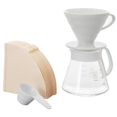 Hario V60 Ceramic Dripper 02 Set (White) - Stone Coffee